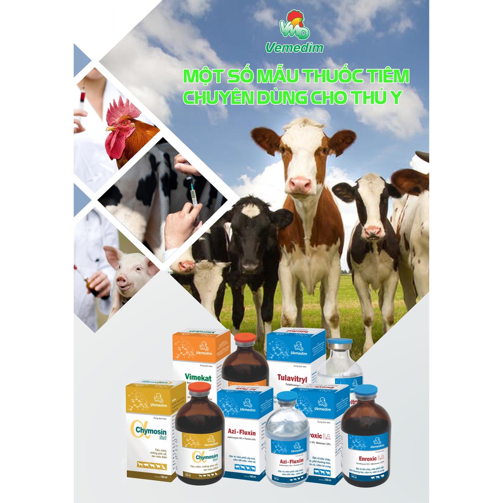 Vemedim Lactozyme thú y, thức ăn hỗ trợ hệ tiêu hóa cho gia súc, gia cầm, gói 1kg