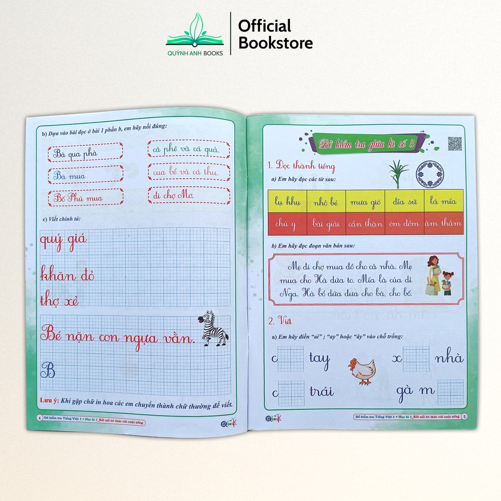 Sách - Combo Đề kiểm tra toán và tiếng việt lớp 1 học kỳ 1  - NPH Qbooks
