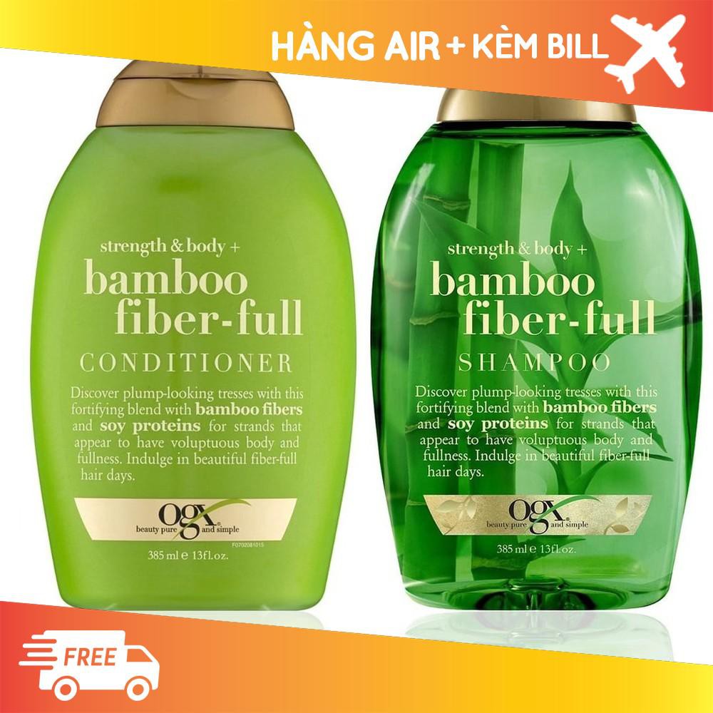 [ HOT SALE ] Dầu gôi &amp; xả OGX dành cho tóc mỏng yếu bamboo fiber-full 385ml