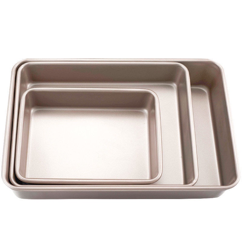 Khay Nướng Bánh Chữ Nhật Vàng Đồng Chống Dính Cao Cấp