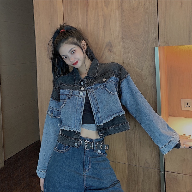 Áo khoác Denim dáng rộng thời trang mùa đông cá tính cho nữ