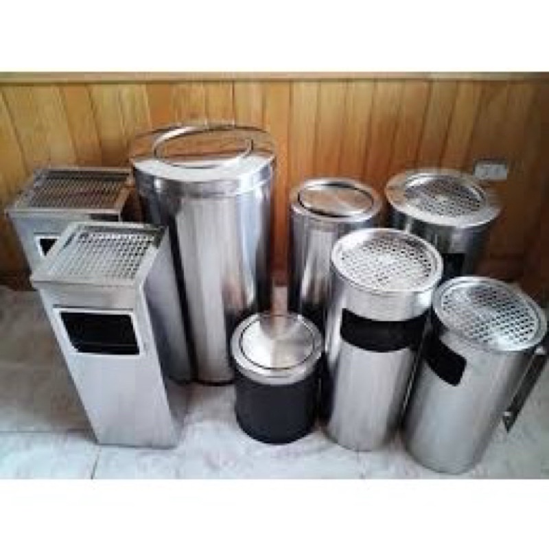 Thùng rác inox gạt tàn cao cấp, thùng rác gạt tàn văn phòng ( 25x61cm)