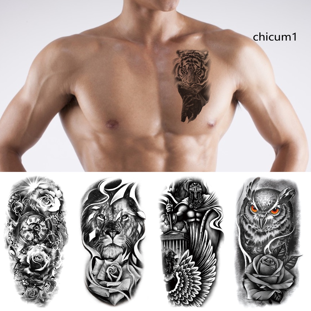 Set 5 Giấy Hình Xăm Tạm Thời Siêu Mỏng Hình Hổ Trắng Đen