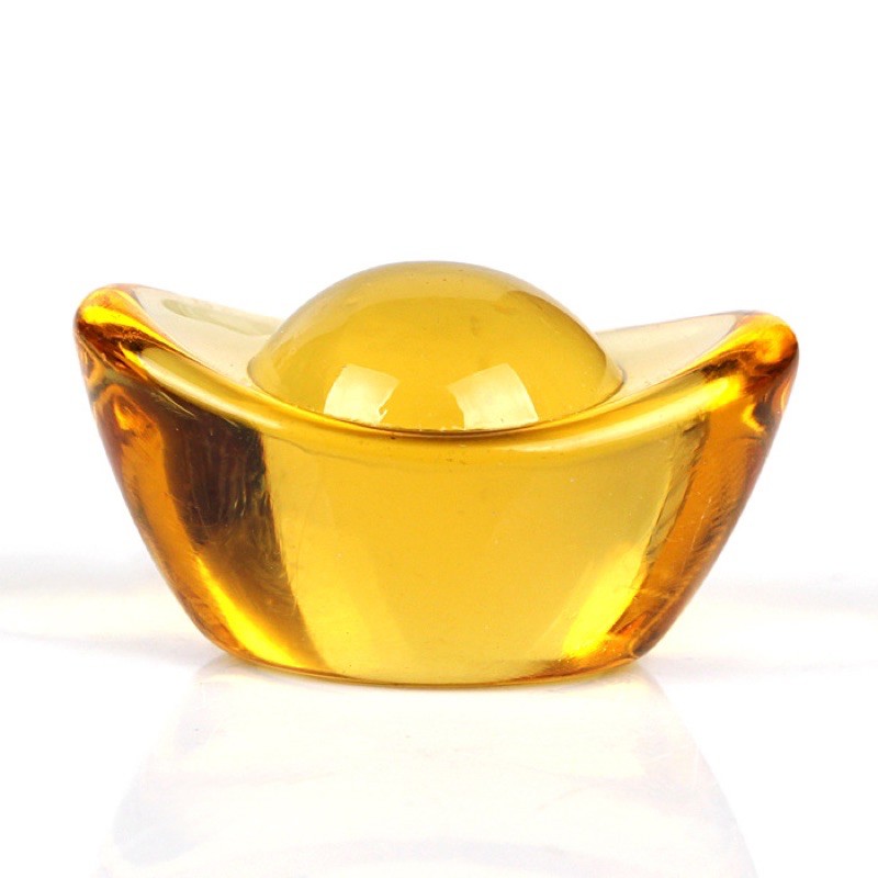 Thỏi vàng kim nguyên bảo bằng pha lê tinh khiết đẹp phong thuỷ