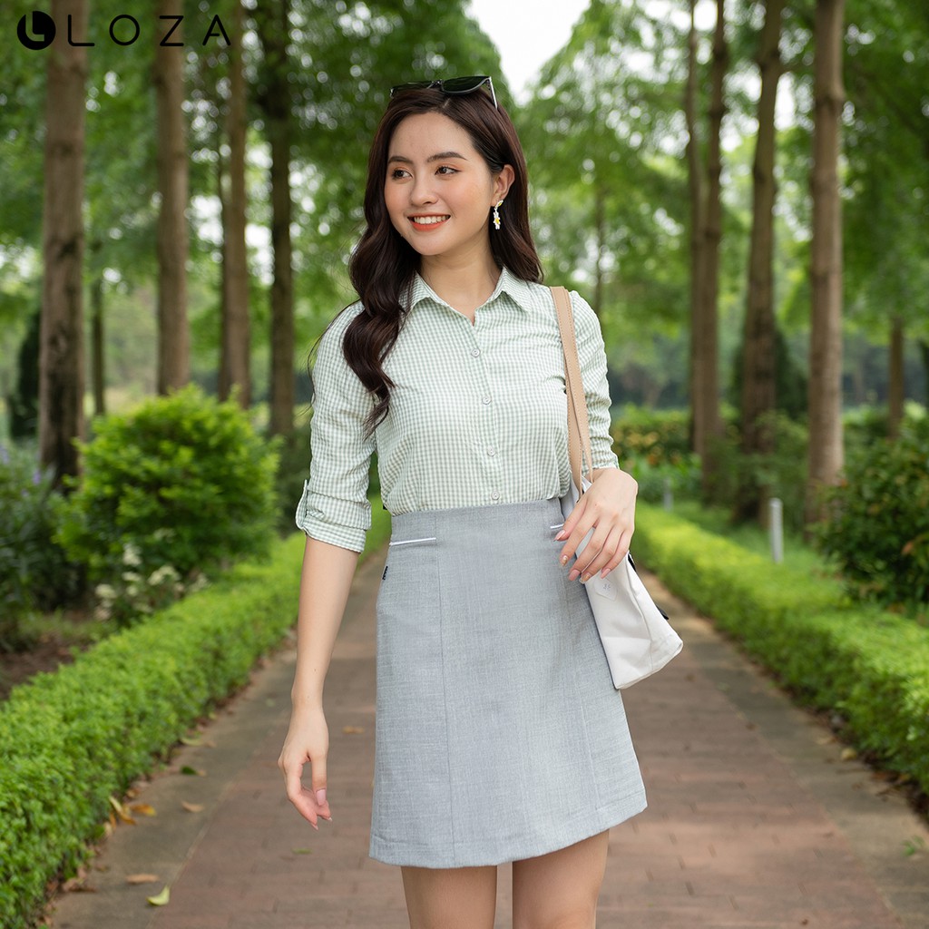 [Mã WAMNK giảm 20% tối đa 50k đơn 99k] Áo sơ mi nữ LOZA kẻ caro tay lửng - PS1025 | BigBuy360 - bigbuy360.vn
