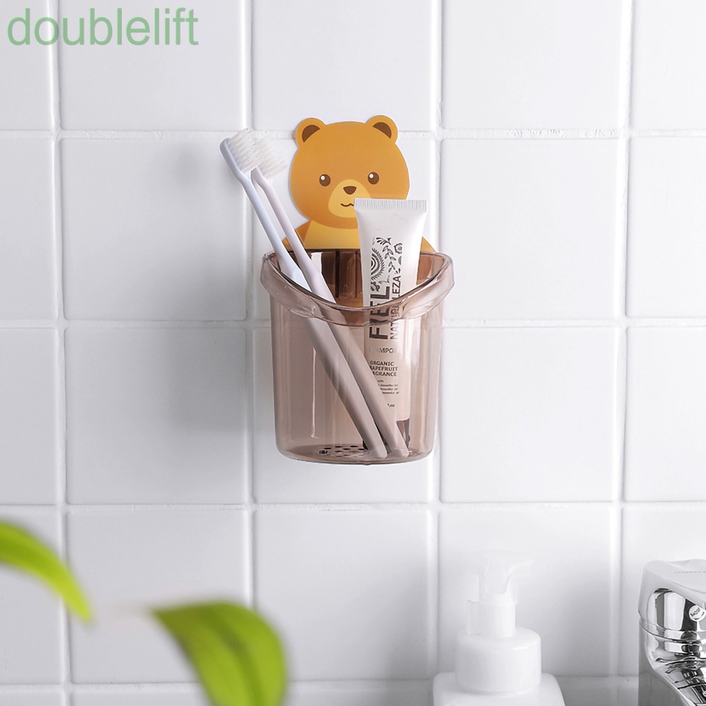 Cốc đựng bàn chải đánh răng gắn tường tự dính họa tiết hoạt hình 2 màu tùy chọn đa năng tiện dụng