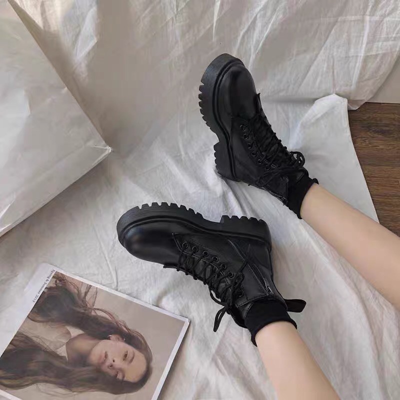 Giày Bốt Nữ Ullzang Khóa Kéo Cá Tính Phong cách Hàn Quốc siêu xinh siêu hot