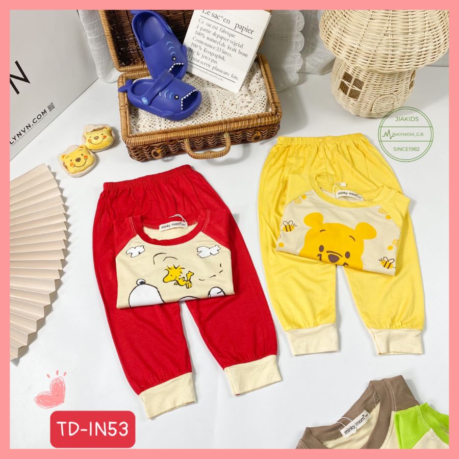 Bộ Thun Lạnh Dài Tay Cho Bé Trai Bé Gái 8-27kg -TD-IN53 In hình Động Vật Dễ Thương Chất Vải Thoáng Mát