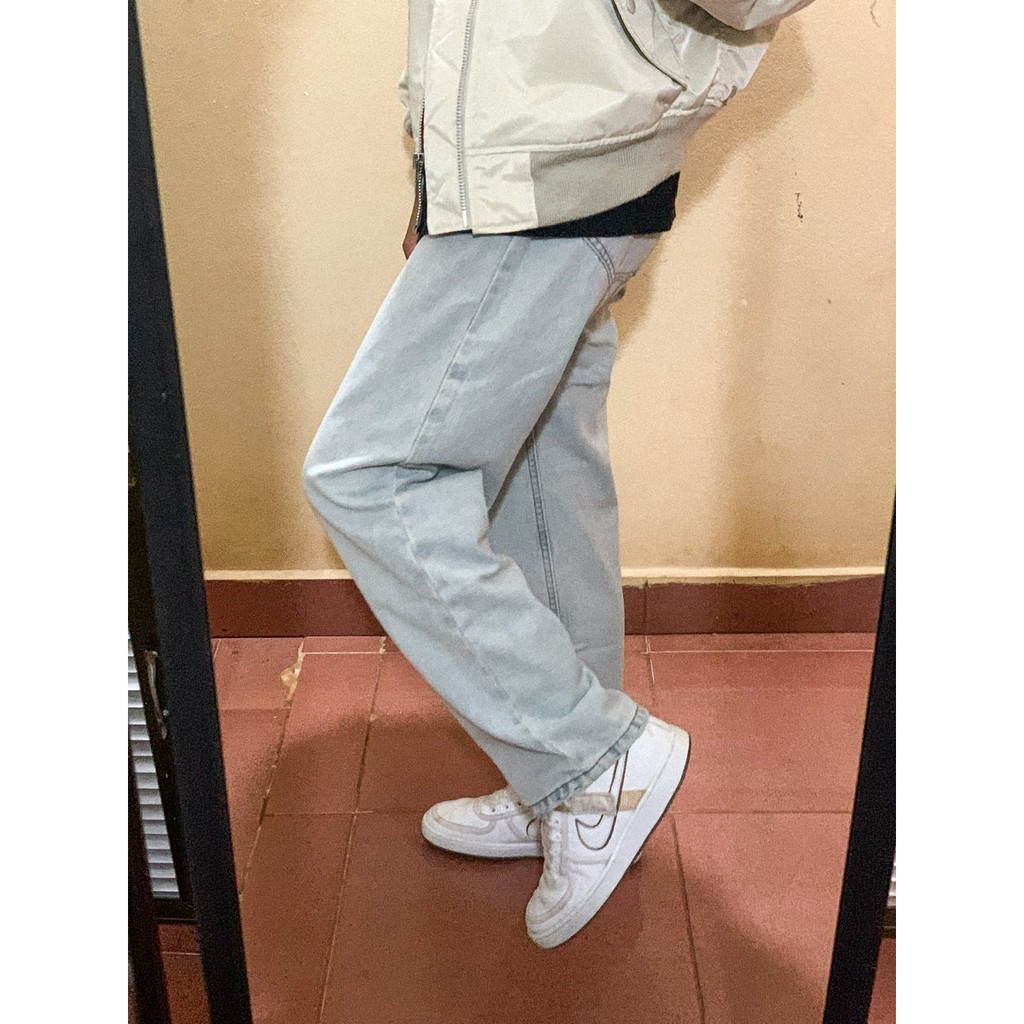 Quần Jean ống rộng dáng suông - màu xanh bạc (ảnh thật) | BigBuy360 - bigbuy360.vn