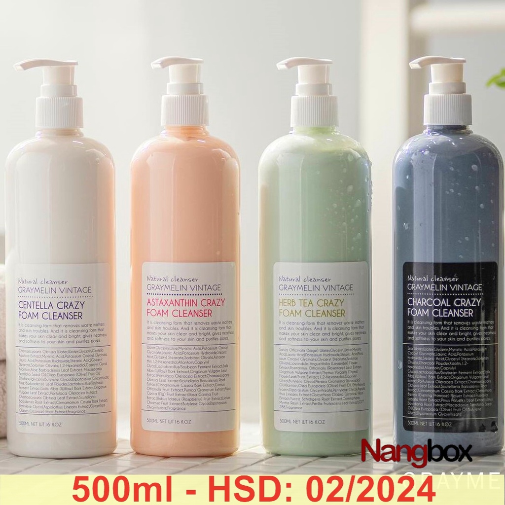 Sữa Rửa Mặt Thiên Nhiên GRAYMELIN CRAZY FOAM CLEANSER
