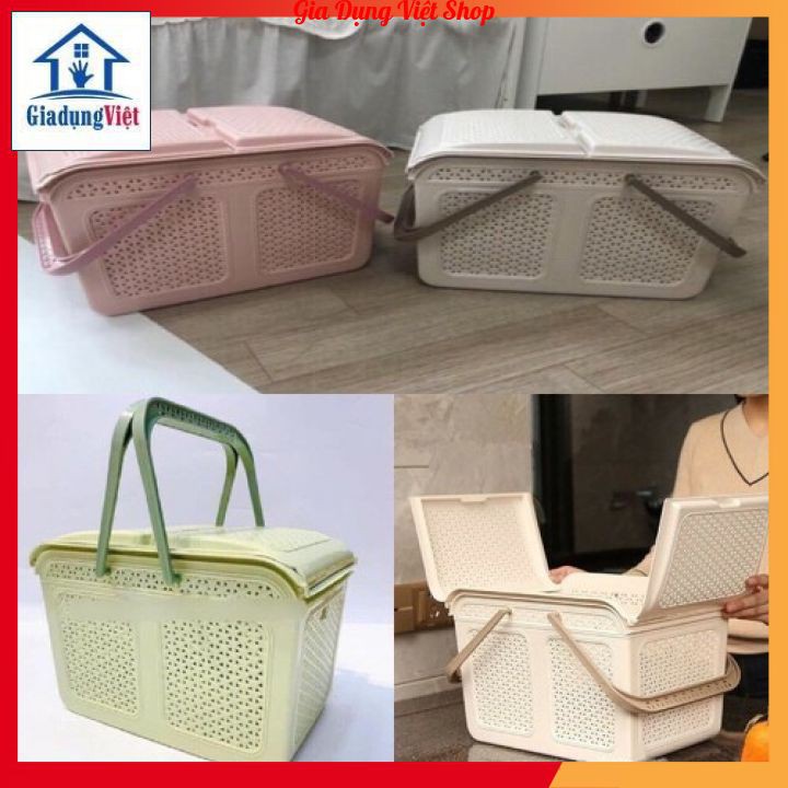 Làn nhựa đi sinh đa năng có nắp mở rộng tiện lợi, Giỏ đựng đồ sơ sinh cho bé