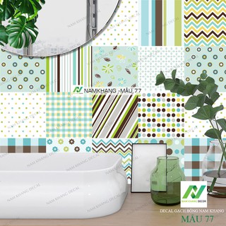 Mua 3 tặng 1 set decal gạch bông tông xanh 60x120cm - decl trang trí bếp , nội thất