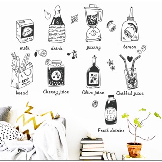 Decal dán tường đò dùng nhà bếp kèm tiếng anh