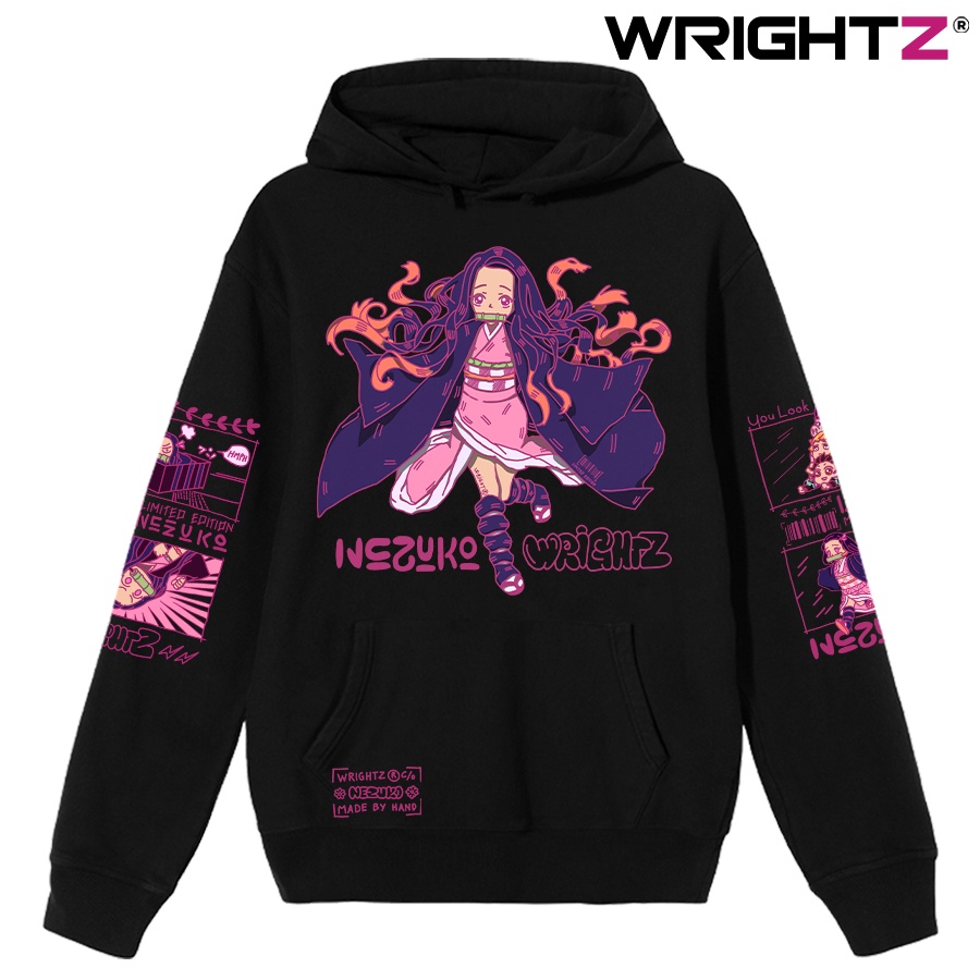 Áo hoodie Wrightz anime Nezuko Kamado demon slayer thanh gươm diệt quỷ over size