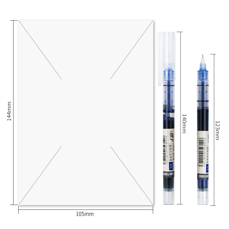 Bút bi nước mực gel nhanh khô ngòi 0.5mm Deli viết thư pháp cho học sinh văn phòng màu xanh đen đỏ ống mực liền