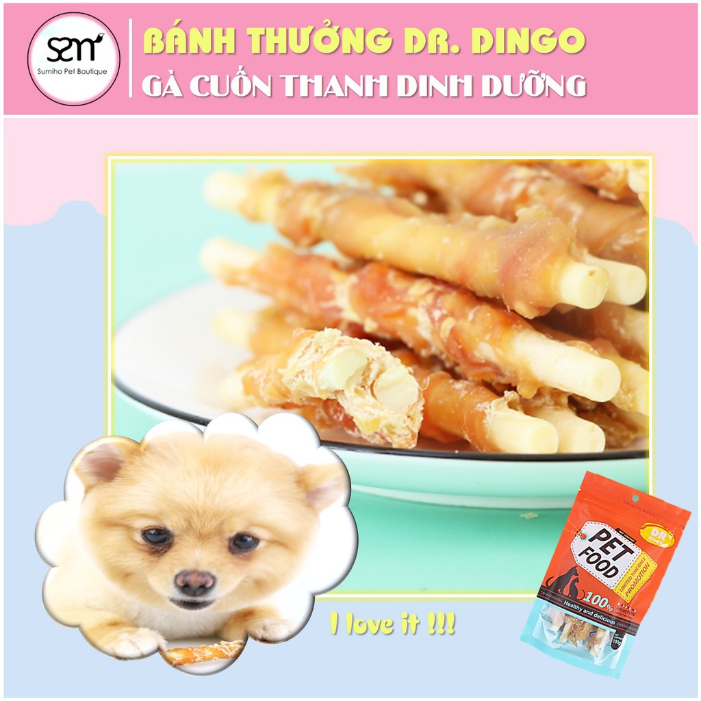Bánh thưởng cho chó Dr.Dingo (Bò/Gà cuộn thanh dinh dưỡng) (100gr/4 cây)