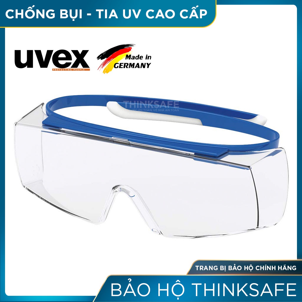 Kính bảo hộ Uvex Thinksafe cao cấp, mắt kính chắn bụi chính hãng chống tia UV, đeo cùng kính cận, ôm khuôn mặt Super OTG