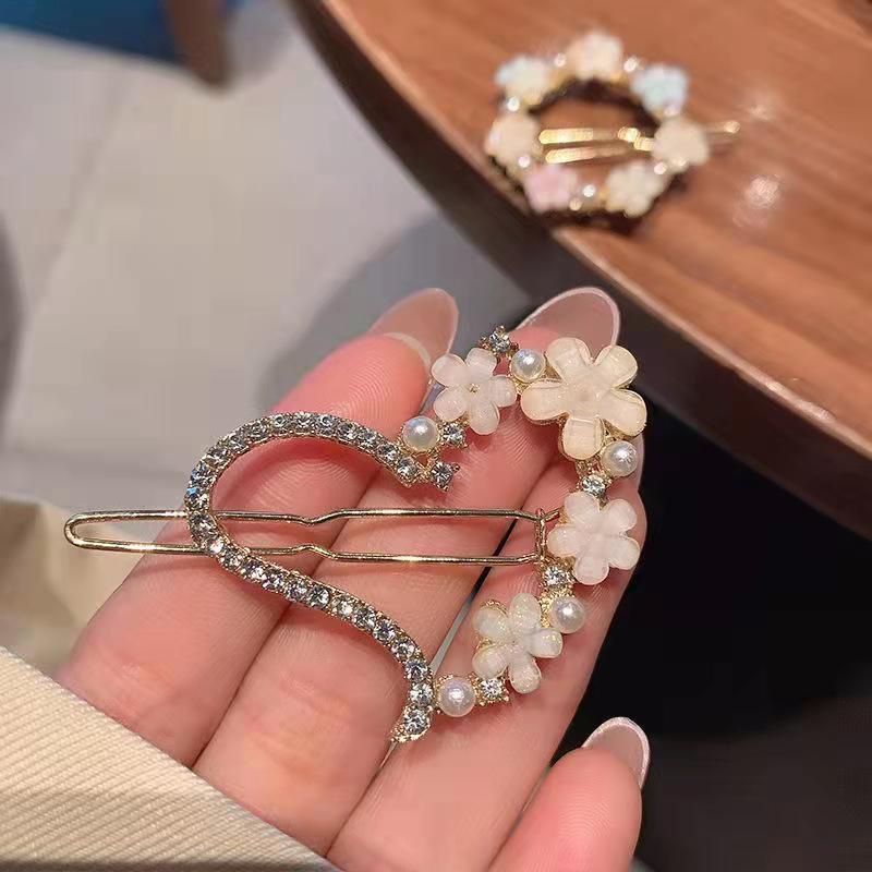 Kẹp Tóc Hình Hoa Đính Đá Đơn Giản Dễ Thương Phong Cách Hàn Quốc Thời Trang