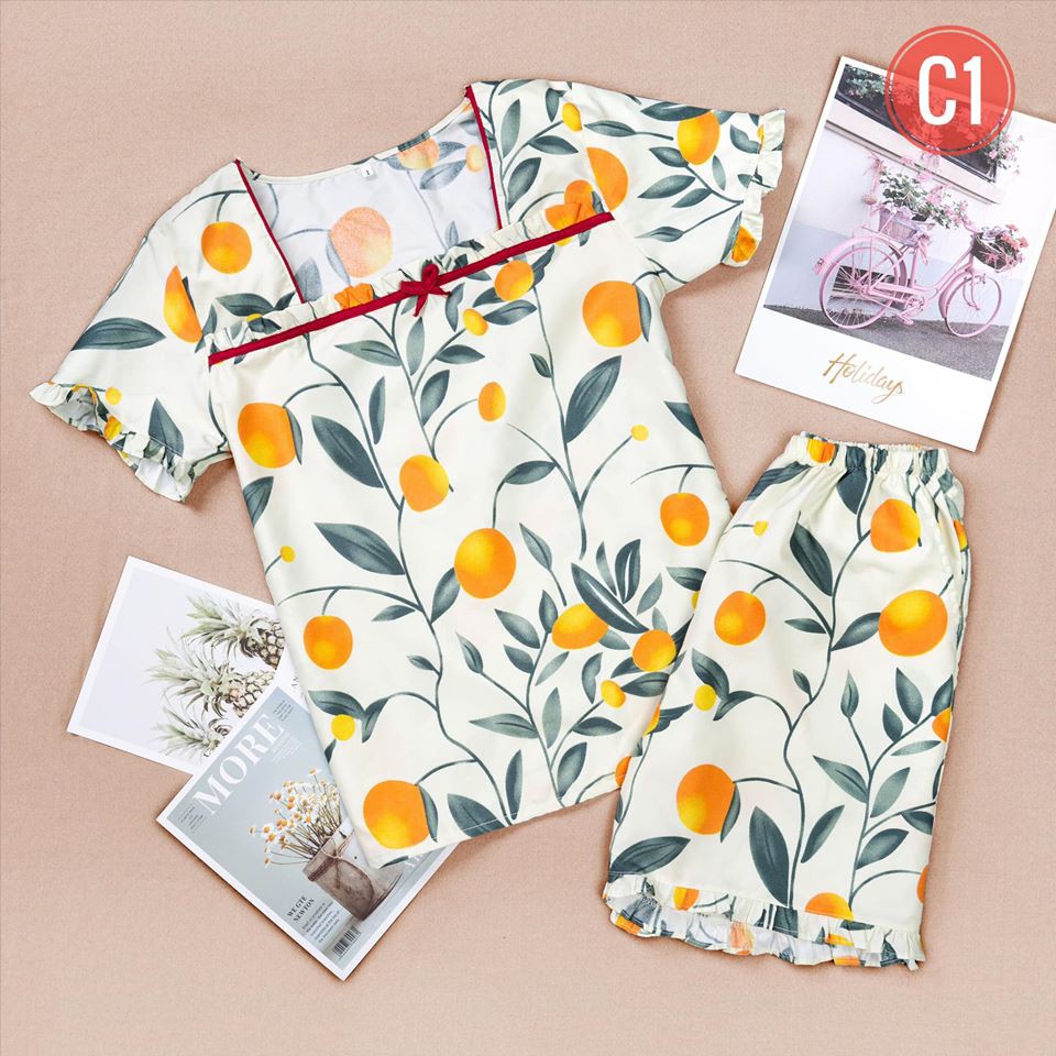 Đồ mặc nhà💖FREESHIP💖  Đồ ngủ  quần lửng lá xanh trẻ trung mã C1 | BigBuy360 - bigbuy360.vn