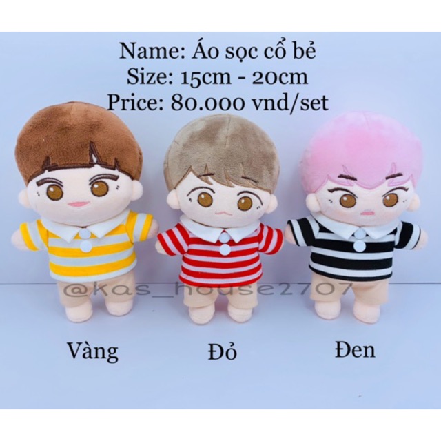 {15cm-20cm} Áo kẻ có cổ cho doll, outfit cho doll