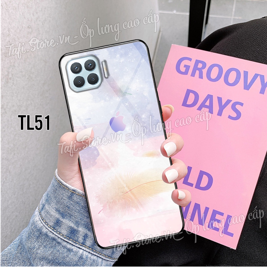 Ốp lưng Kính cao cấp Oppo A73 - Oppo A93 viền dẻo in vân đá, lá phong, logo iphone tinh tế sang trọng cho mọi lứa tuổi.