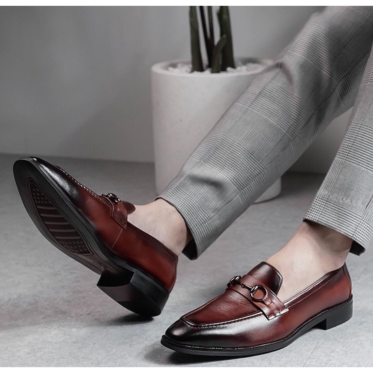 Giày lười da nam cao cấp ERMAND đế phíp da bò thật bảo hành 1 năm - Mã T877