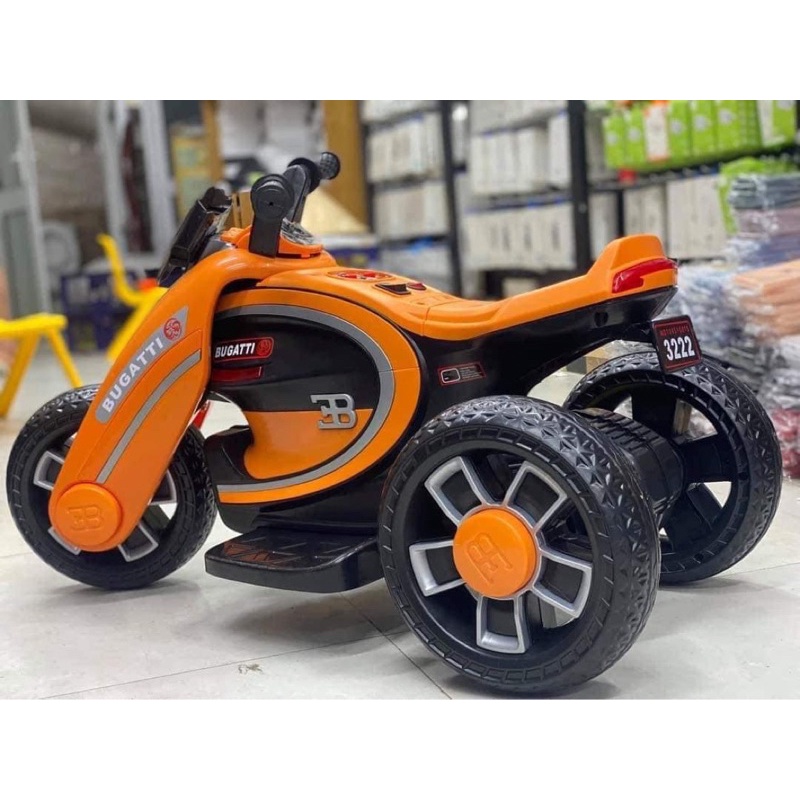 MOTO ĐIỆN CHO BÉ KIỂU DÁNG THỂ THAO, XE ĐỊA HÌNH PHIÊN BẢN MỚI BUGATTI
