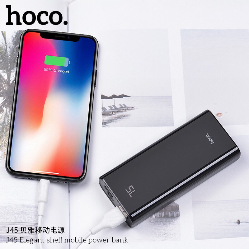 Hoco J45 Sạc dự phòng 10.000mAh hoco J45 màn hình LCD hiển thi dung lượng pin có 2 cổng vào và 2 cổng ra