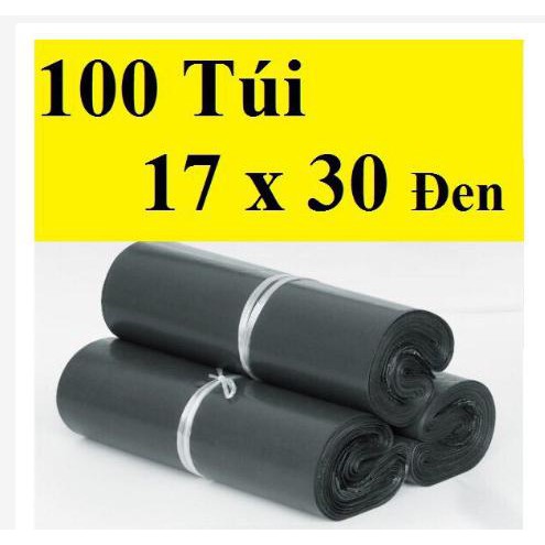 [Siêu Rẻ] 100 Túi Đóng Gói Hàng, KT : 17x30, túi Niêm Phong Tự Dính Cao Cấp siêu bền siêu dính (Màu đen)