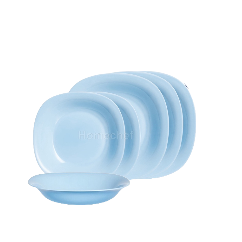 Bộ đĩa (dĩa) Luminarc Carine Light Blue thủy tinh đựng thực phẩm 6 chi tiết, dùng lò vi sóng, máy rửa bát - CR6B