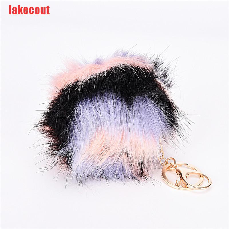 {lakecout}Rabbit Fur Fluffy Pompom Ball Handbag Car Pendant Charm Key Chain Keyrings YJB