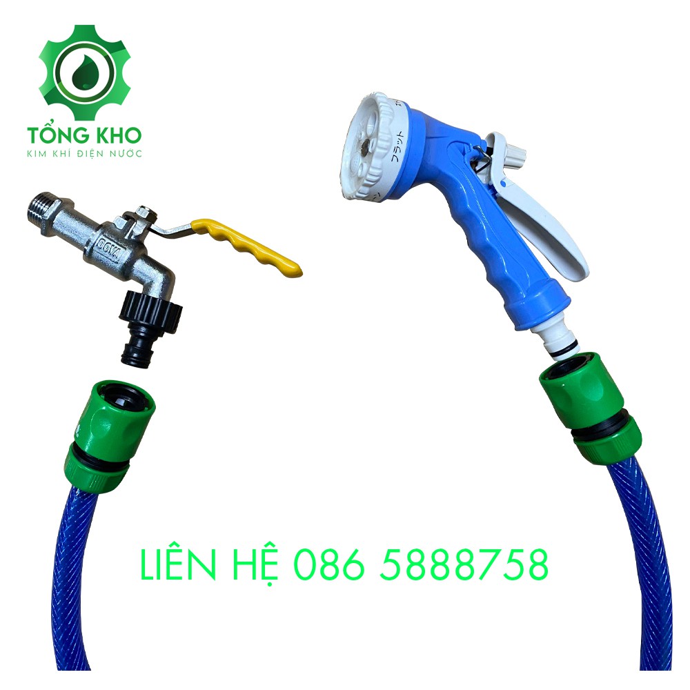 Combo Bộ dây dẫn, vòi xả nước, vòi tưới cây cầm tay 5 chế độ 9108 - Tổng kho kim khí điện nước