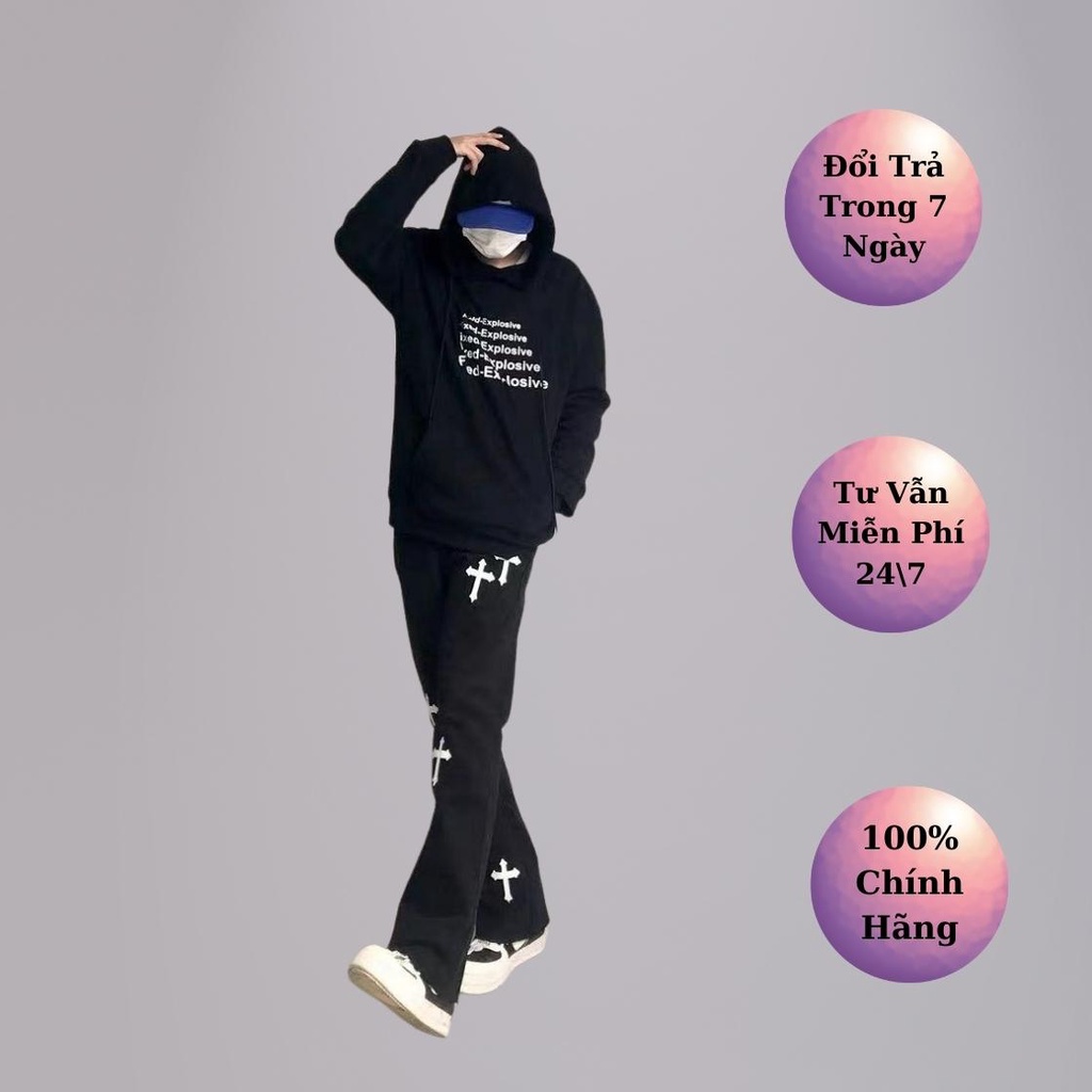 Quần baggy jean nam ống rộng đẹp cao cấp in thánh giá chất liệu thoải mái thấm hút DIPO_Shop