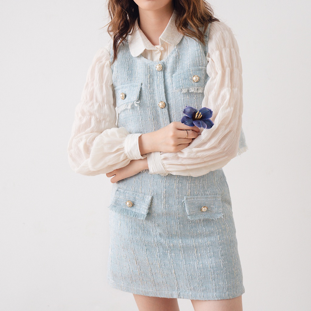 BLEUBIRD Áo gile tweed CORA TWEED TOP