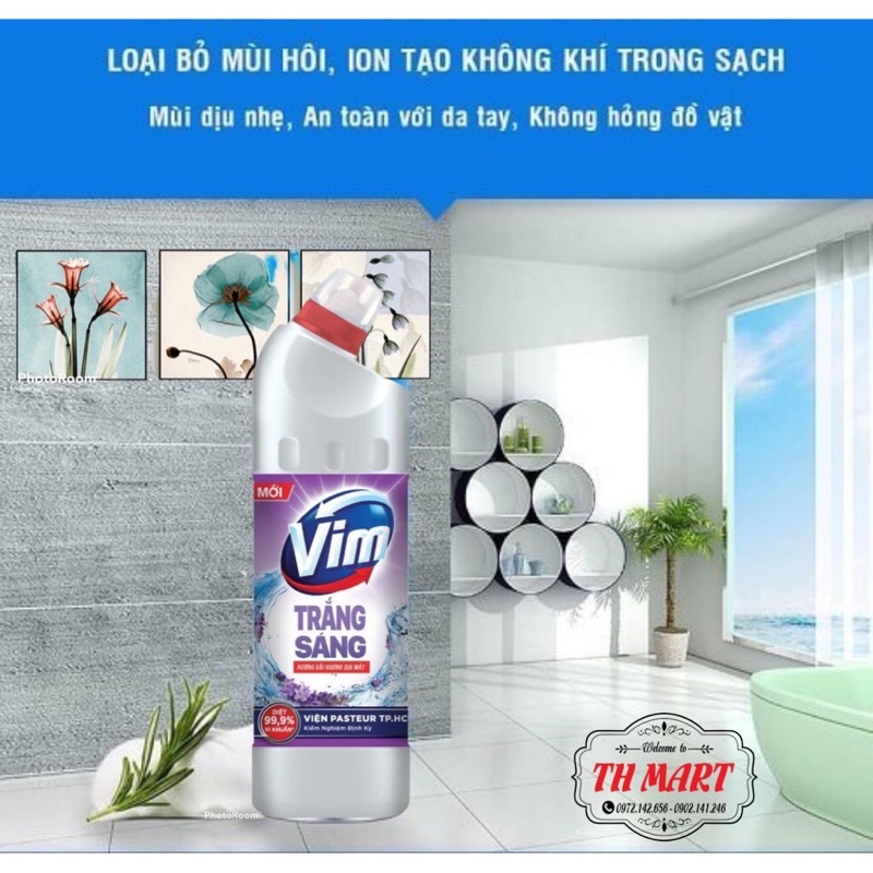 nước tẩy bồn cầu nhà tắm vim trắng sáng chai 880ml