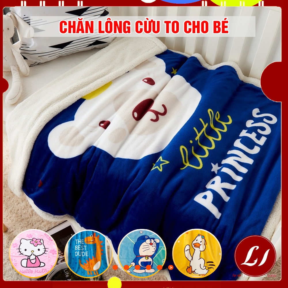 CHĂN LÔNG CỪU 2 lớp dày dặn, mềm mịn cho bé Loại to