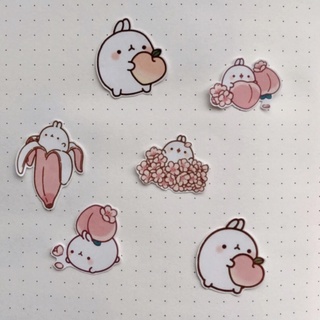 Set mini 12 miếng dán sticker hoạ tiết molang trang trí