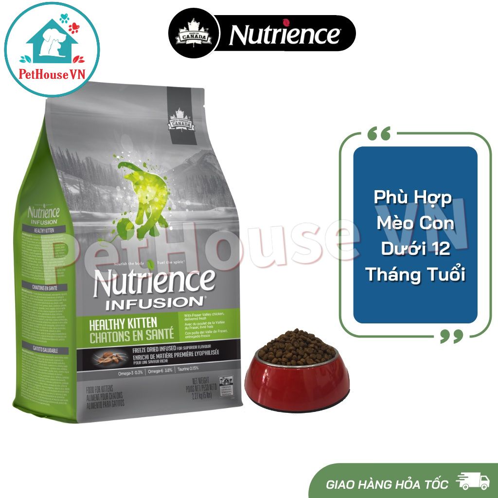 NUTRIENCE INFUSION KITTEN - Túi 500G Thức Ăn Hạt Cho Mèo Con Vị Gà & Rau Củ Quả Hàng Chính Hãng