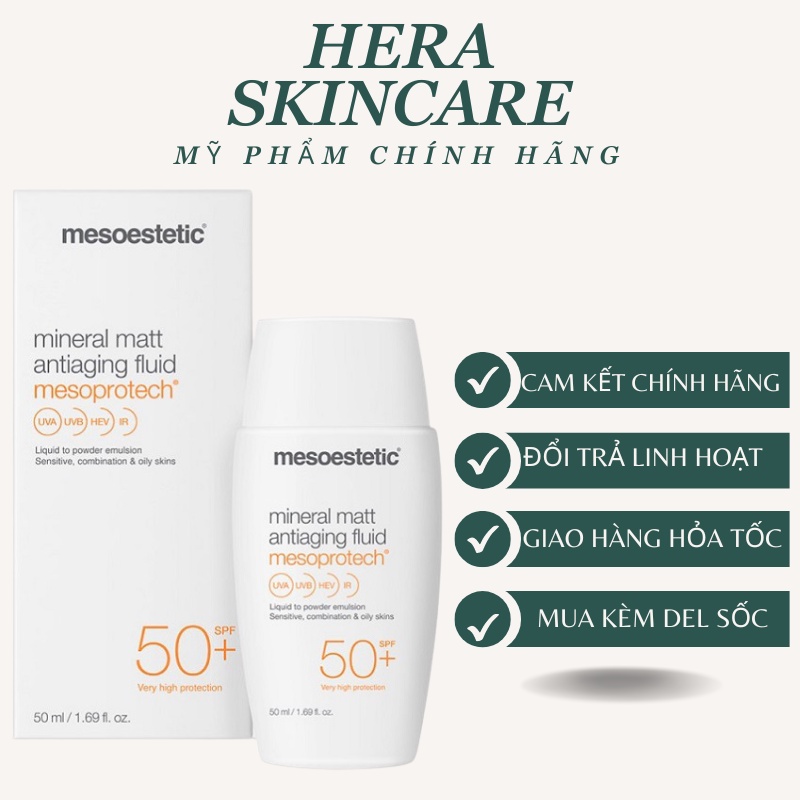 Kem chống nắng Mesoestetic Mineral Matt Antiaging Fluid Mesoprotech SPF50+