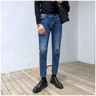 [Rẻ vô địch] Quần jeans xanh rách phong cách – trẻ trung năng động – chất bò dày dặn-026