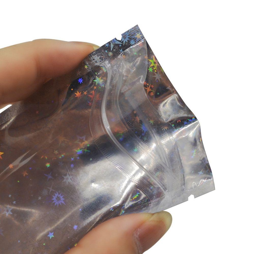 JUNE Bộ 20 Túi Nhựa Đựng Bằng Lá Nhôm Hologram Chống Thấm Nước Có Khóa Kéo