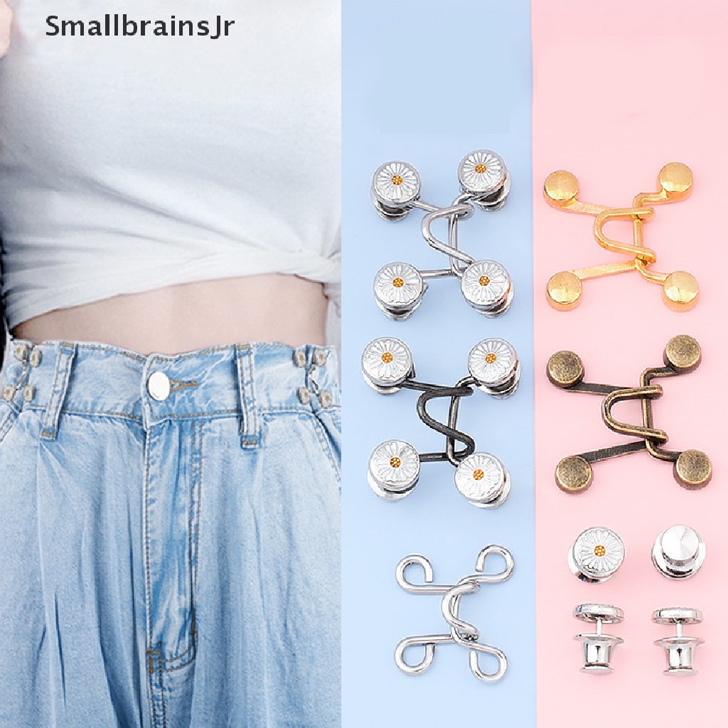 1 Bộ Nút Thắt Lưng Quần Jean Bằng Kim Loại Thiết Kế Vô Hình DIY
