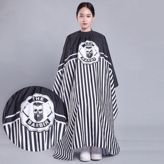 Áo choàng cắt tóc sọc trắng đen barber