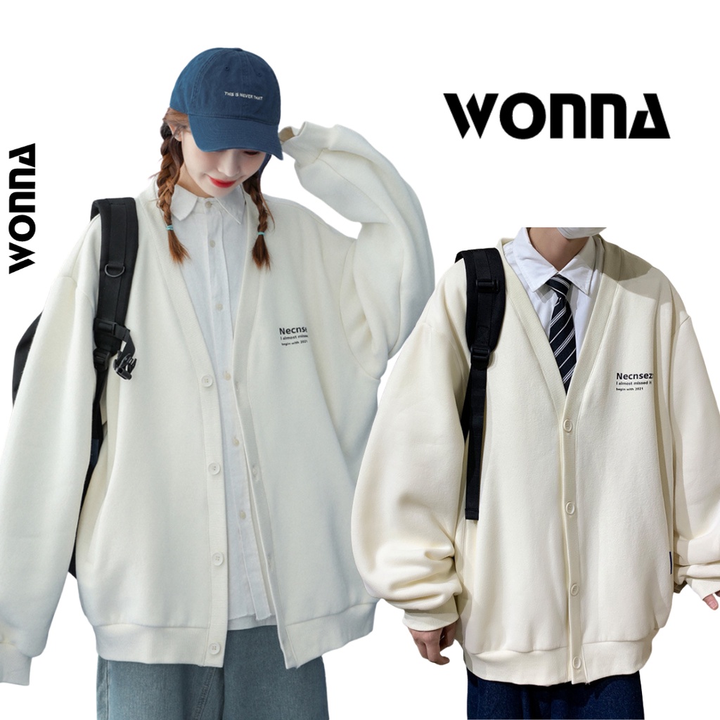 Áo khoác cardigan nam nữ nỉ da cá đơn giản màu đen be trắng form rộng oversize soft boy