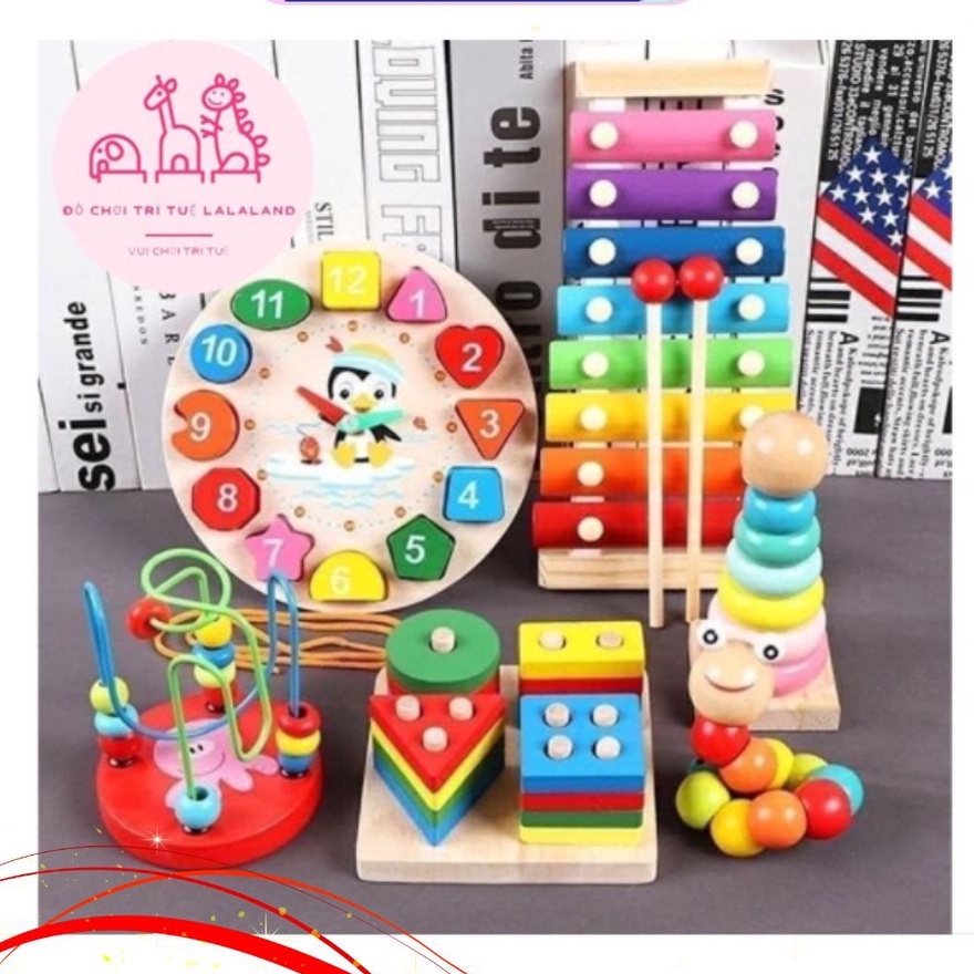 COMBO 6 MÓN ĐỒ CHƠI GỖ THÔNG MINH PHÁT TRIỂN TƯ DUY CHO BÉ - ĐỒ CHƠI GỖ GIÁO DỤC