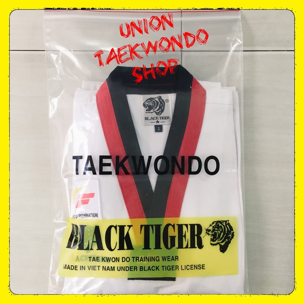 Giá Sỉ - Áo Quần Võ Phục Taekwondo BLACK TIGER Cổ Đen #UnionTaekwondoSHOP