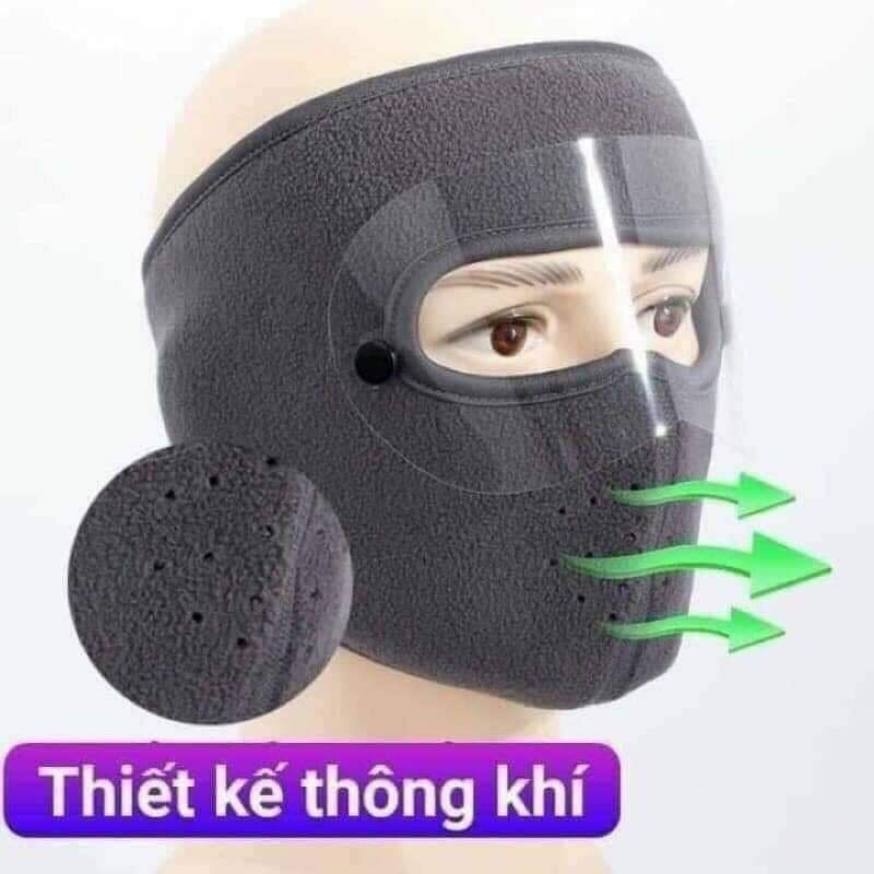 Khẩu trang ninja lót nỉ che kín mặt che tai chống nắng gió lạnh,có lỗ thông hơi ở miệng