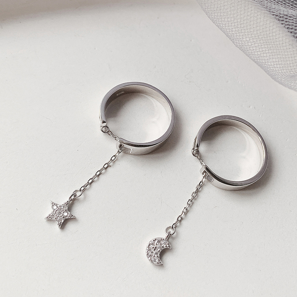 Nhẫn Hình Mặt Trăng Và Ngôi Sao Thời Trang Cho Nữ