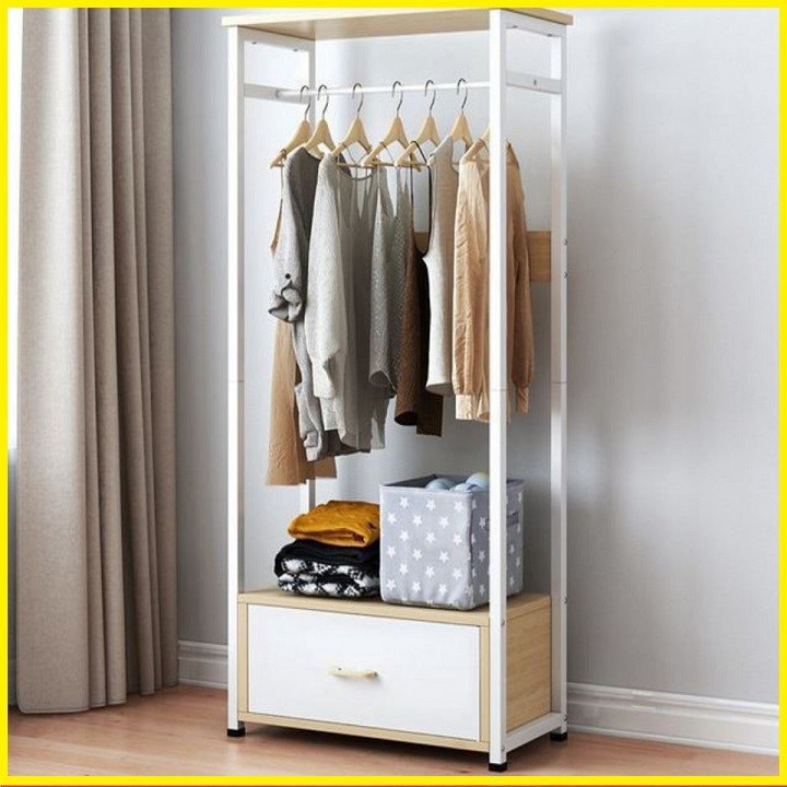 Tủ đựng quần áo khung thép mặt gỗ MDF chiều ngang 60cm - Tủ quần áo trống khung thép(Giá Tốt)