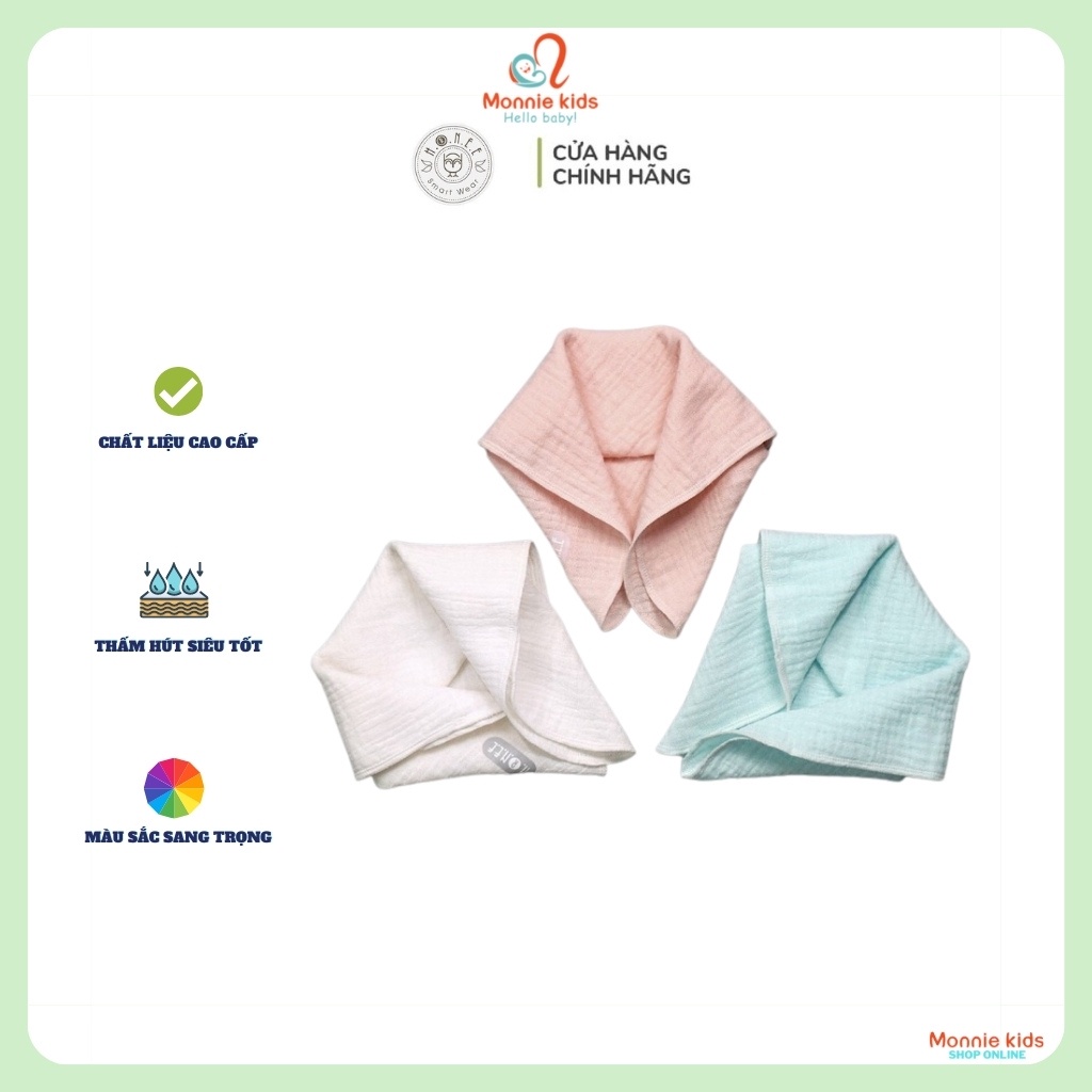 Set 2 khăn sữa xô cotton cho bé Hrnee 30x30cm, khăn sữa 2 lớp cho bé sơ sinh - Monnie Kids